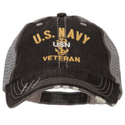 US Navy USN Veteran Embroidered Low Profile Cotton Mesh Cap