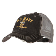 US Navy USN Veteran Embroidered Low Profile Cotton Mesh Cap