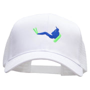 Scuba Diving Man Embroidered Solid Cotton Prostyle Twill Mesh Cap