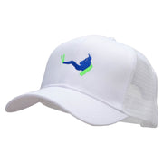 Scuba Diving Man Embroidered Solid Cotton Prostyle Twill Mesh Cap