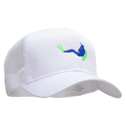 Scuba Diving Man Embroidered Solid Cotton Prostyle Twill Mesh Cap