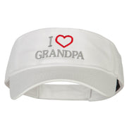 I Love Grandpa Embroidered Cotton Twill Sun Visor