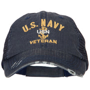 US Navy USN Veteran Embroidered Low Profile Cotton Mesh Cap