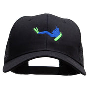 Scuba Diving Man Embroidered Solid Cotton Prostyle Twill Mesh Cap