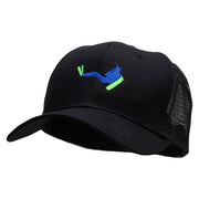 Scuba Diving Man Embroidered Solid Cotton Prostyle Twill Mesh Cap