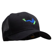 Scuba Diving Man Embroidered Solid Cotton Prostyle Twill Mesh Cap