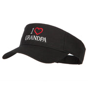 I Love Grandpa Embroidered Cotton Twill Sun Visor