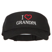 I Love Grandpa Embroidered Cotton Twill Sun Visor