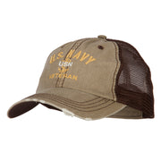 US Navy USN Veteran Embroidered Low Profile Cotton Mesh Cap