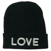 Love Embroidered Long Beanie