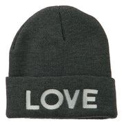 Love Embroidered Long Beanie