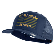 US Marines Retired Flag Design Embroidered Solid Cotton Twill Mesh Prostyle Cap - Navy OSFM