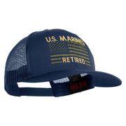 US Marines Retired Flag Design Embroidered Solid Cotton Twill Mesh Prostyle Cap - Navy OSFM