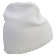 Plane Blade Propeller Icon Embroidered 8 Inch Short Beanie - White OSFM