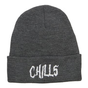 Chills Halloween Embroidered Long Beanie