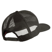US Marines Retired Flag Design Embroidered Solid Cotton Twill Mesh Prostyle Cap - Charcoal OSFM