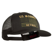 US Marines Retired Flag Design Embroidered Solid Cotton Twill Mesh Prostyle Cap - Charcoal OSFM