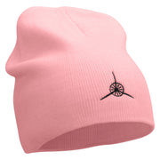 Plane Blade Propeller Icon Embroidered 8 Inch Short Beanie - Pink OSFM