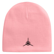Plane Blade Propeller Icon Embroidered 8 Inch Short Beanie - Pink OSFM
