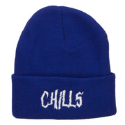 Chills Halloween Embroidered Long Beanie