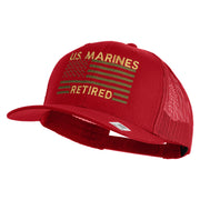 US Marines Retired Flag Design Embroidered Solid Cotton Twill Mesh Prostyle Cap - Red OSFM