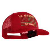 US Marines Retired Flag Design Embroidered Solid Cotton Twill Mesh Prostyle Cap - Red OSFM
