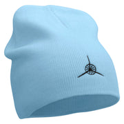 Plane Blade Propeller Icon Embroidered 8 Inch Short Beanie - Lt-Blue OSFM