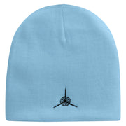 Plane Blade Propeller Icon Embroidered 8 Inch Short Beanie - Lt-Blue OSFM