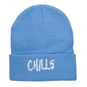 Chills Halloween Embroidered Long Beanie