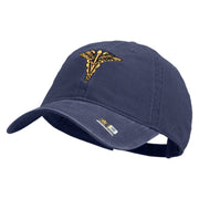 U.S. Army Veterinary Corps Embroidered Washed Solid Pigment Dyed Cotton Twill Brass Buckle Cap - Navy OSFM