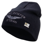 Licensed Army Aviator Veteran Embroidered 8 Inch Knitted Short Beanie - Navy OSFM