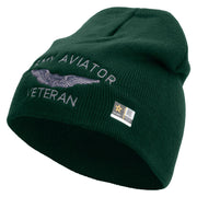 Licensed Army Aviator Veteran Embroidered 8 Inch Knitted Short Beanie - DK-Green OSFM