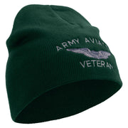 Licensed Army Aviator Veteran Embroidered 8 Inch Knitted Short Beanie - DK-Green OSFM
