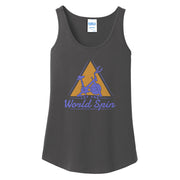 Let The World Spin Graphic Design Ladies Big Size Port & Company Core Cotton Tank Top T-Shirt