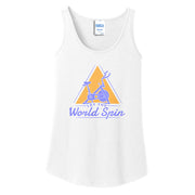 Let The World Spin Graphic Design Ladies Big Size Port & Company Core Cotton Tank Top T-Shirt