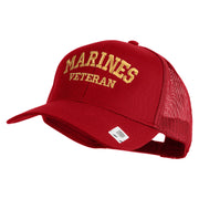 Marines Veteran Embroidered Solid Cotton Twill Mesh Prostyle Cap - Red OSFM