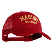 Marines Veteran Embroidered Solid Cotton Twill Mesh Prostyle Cap - Red OSFM