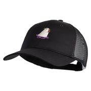 Swimming Capybara Embroidered Constructed Twill Mesh Trucker Cap - Black OSFM