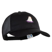 Swimming Capybara Embroidered Constructed Twill Mesh Trucker Cap - Black OSFM