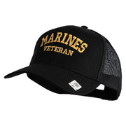 Marines Veteran Embroidered Solid Cotton Twill Mesh Prostyle Cap - Black OSFM