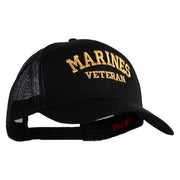 Marines Veteran Embroidered Solid Cotton Twill Mesh Prostyle Cap - Black OSFM