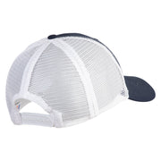 Swimming Capybara Embroidered Constructed Twill Mesh Trucker Cap - Navy White OSFM