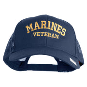 Marines Veteran Embroidered Solid Cotton Twill Mesh Prostyle Cap - Navy OSFM