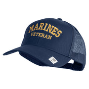 Marines Veteran Embroidered Solid Cotton Twill Mesh Prostyle Cap - Navy OSFM