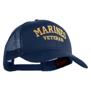 Marines Veteran Embroidered Solid Cotton Twill Mesh Prostyle Cap - Navy OSFM