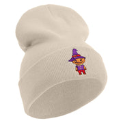 Pumpkin Scarecrow Embroidered 12 Inch Long Knitted Beanie - Birch OSFM