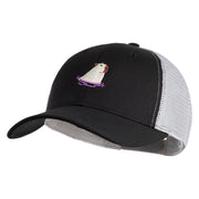 Swimming Capybara Embroidered Constructed Twill Mesh Trucker Cap - Black Grey OSFM