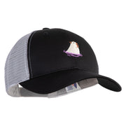 Swimming Capybara Embroidered Constructed Twill Mesh Trucker Cap - Black Grey OSFM