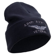 Licensed Army Aviator Veteran Embroidered 12 Inch Long Knitted Beanie - Navy OSFM