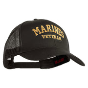 Marines Veteran Embroidered Solid Cotton Twill Mesh Prostyle Cap - Charcoal OSFM